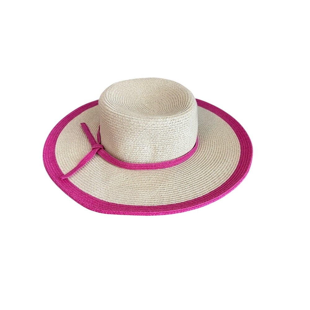 Old‎ Country Road Natural Straw Hat with Pink Gingham Trim